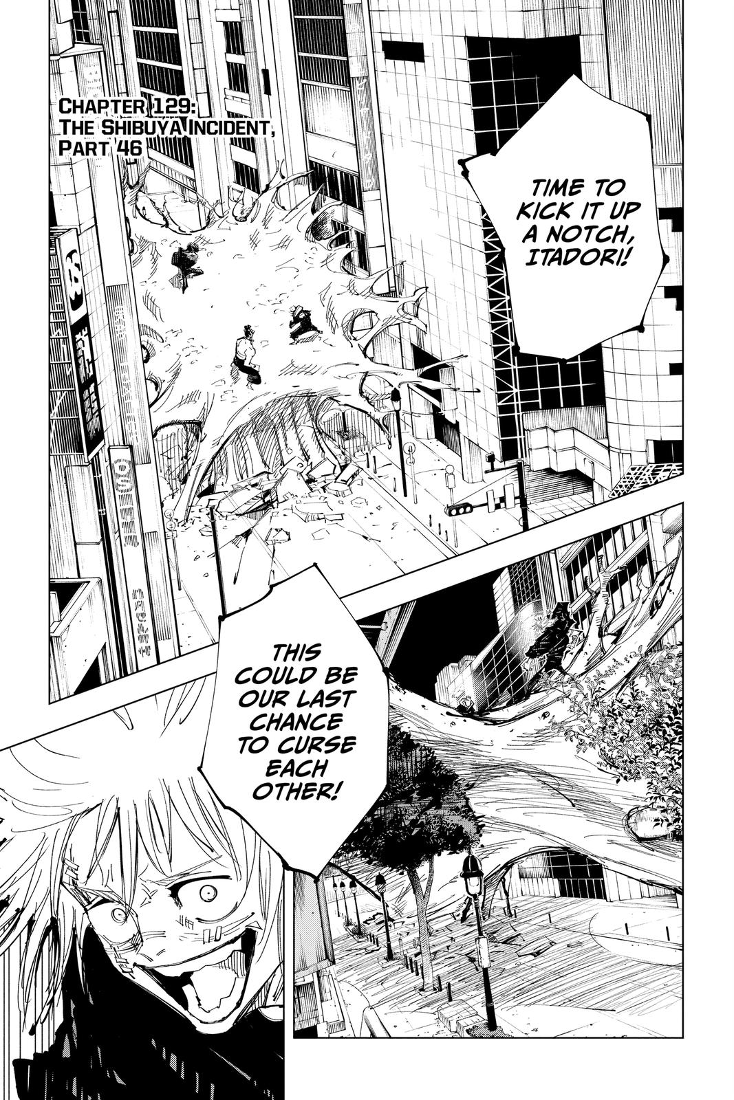 Jujutsu Kaisen Chapter 129 page 1 - Chapter 129: The Shibuya Incident, Part 46