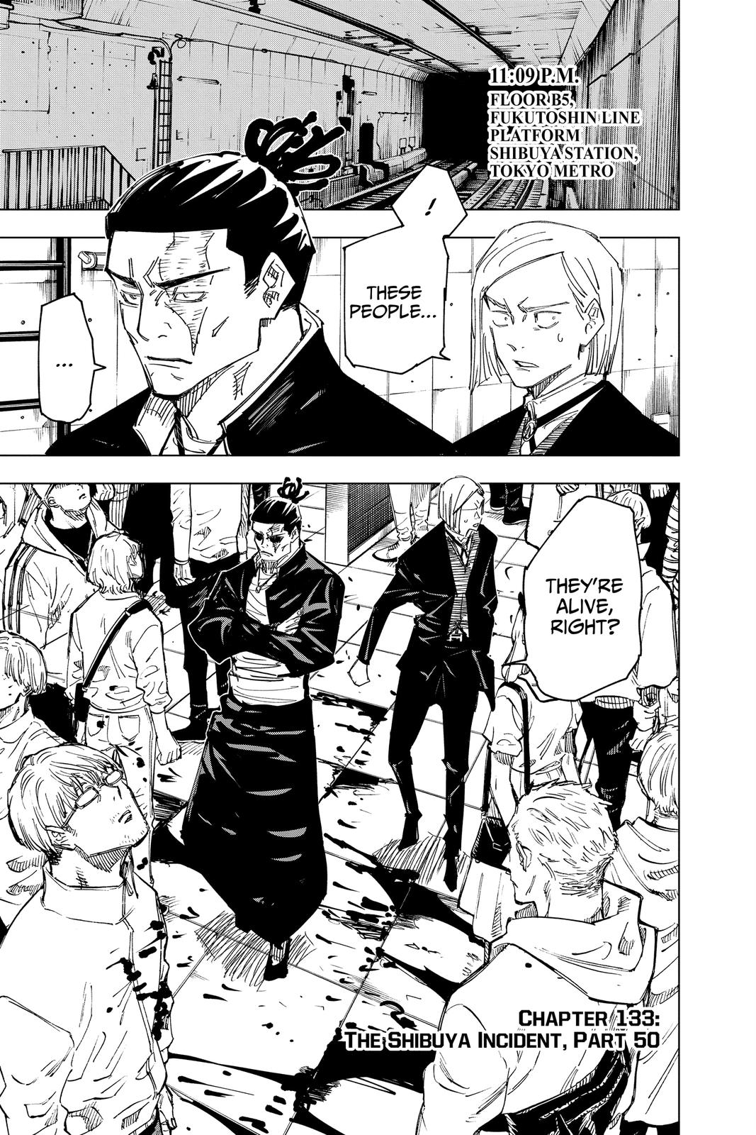 Jujutsu Kaisen Chapter 133 page 1 - Chapter 133: The Shibuya Incident, Part 50