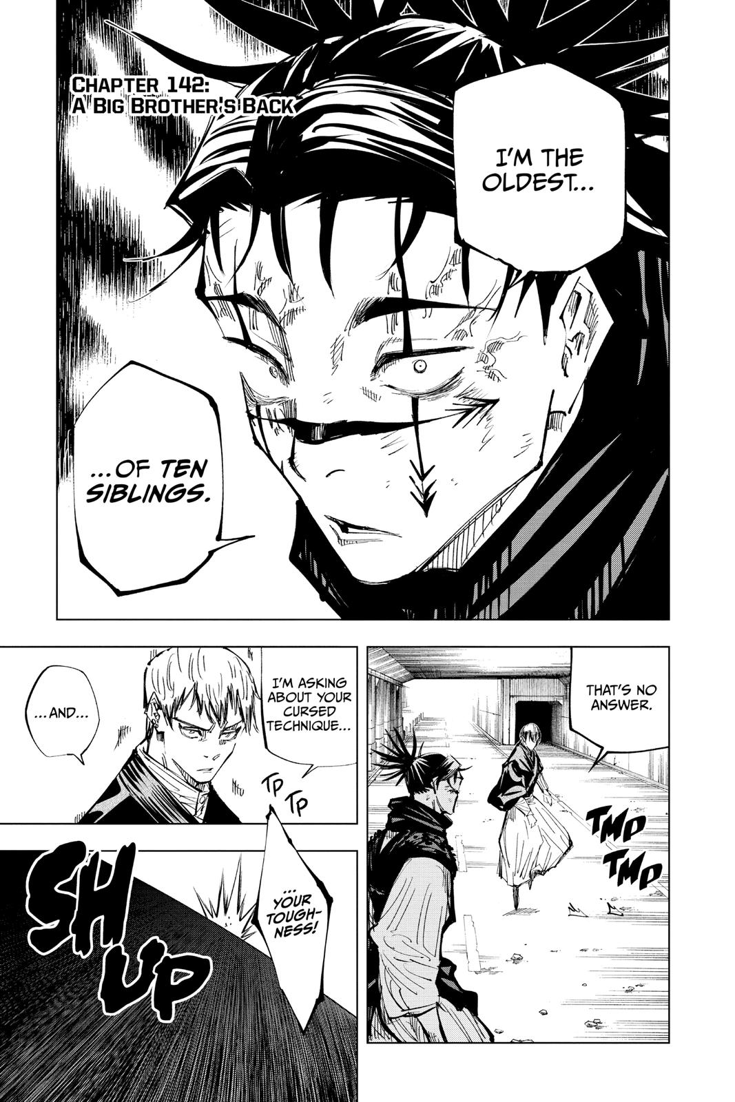 Jujutsu Kaisen Chapter 142 page 1 - Chapter 142: A Big Brother's Back