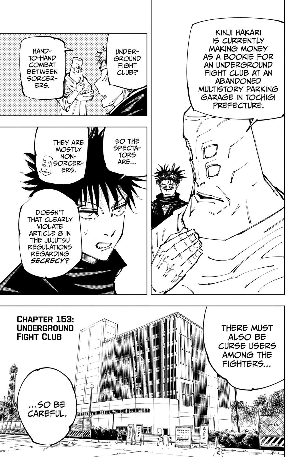 Jujutsu Kaisen Chapter 153 page 7 - Chapter 153: Underground Fight Club