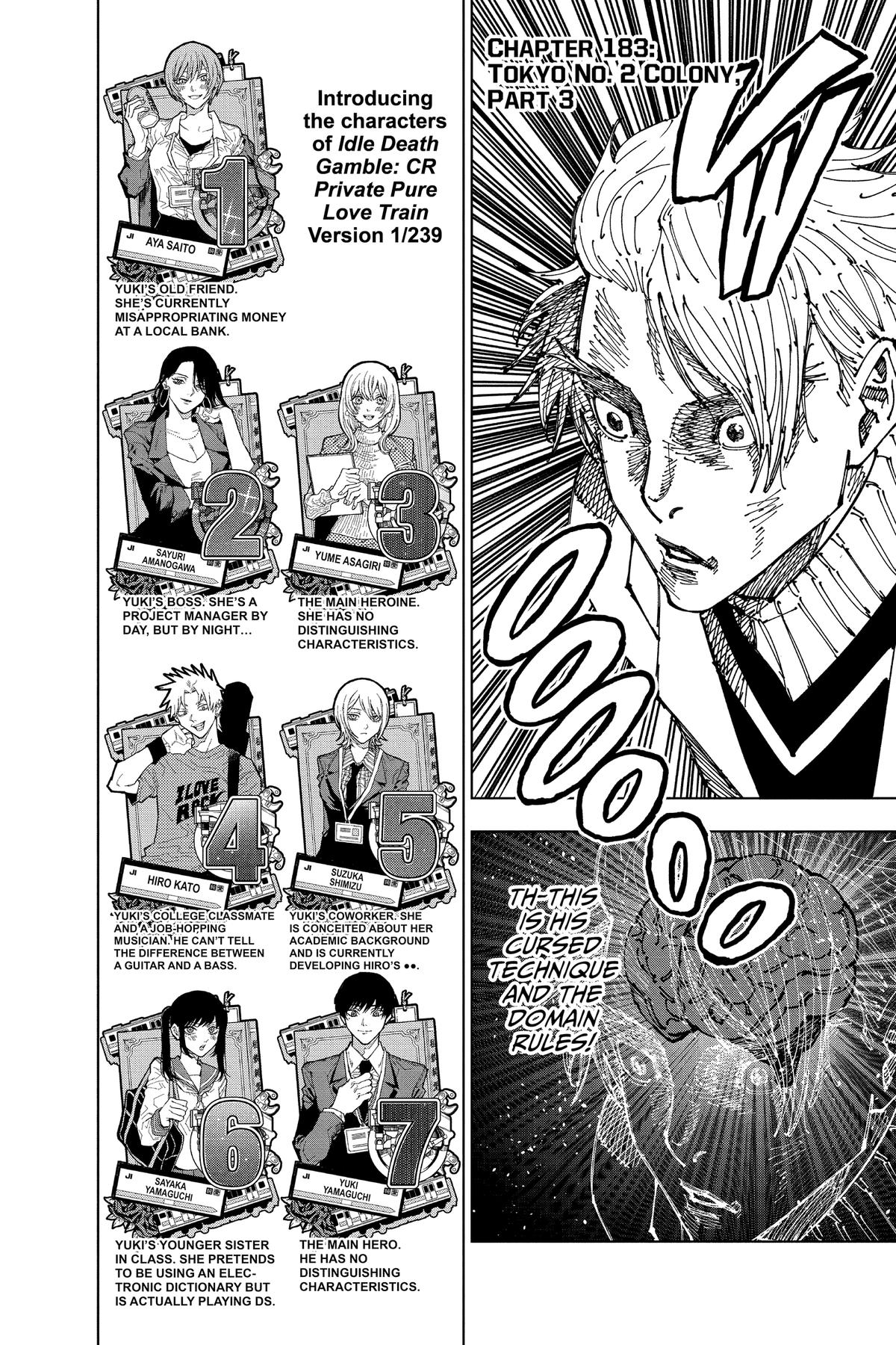 Jujutsu Kaisen Chapter 183 page 1 - Chapter 183: Tokyo No. 2 Colony, Part 3