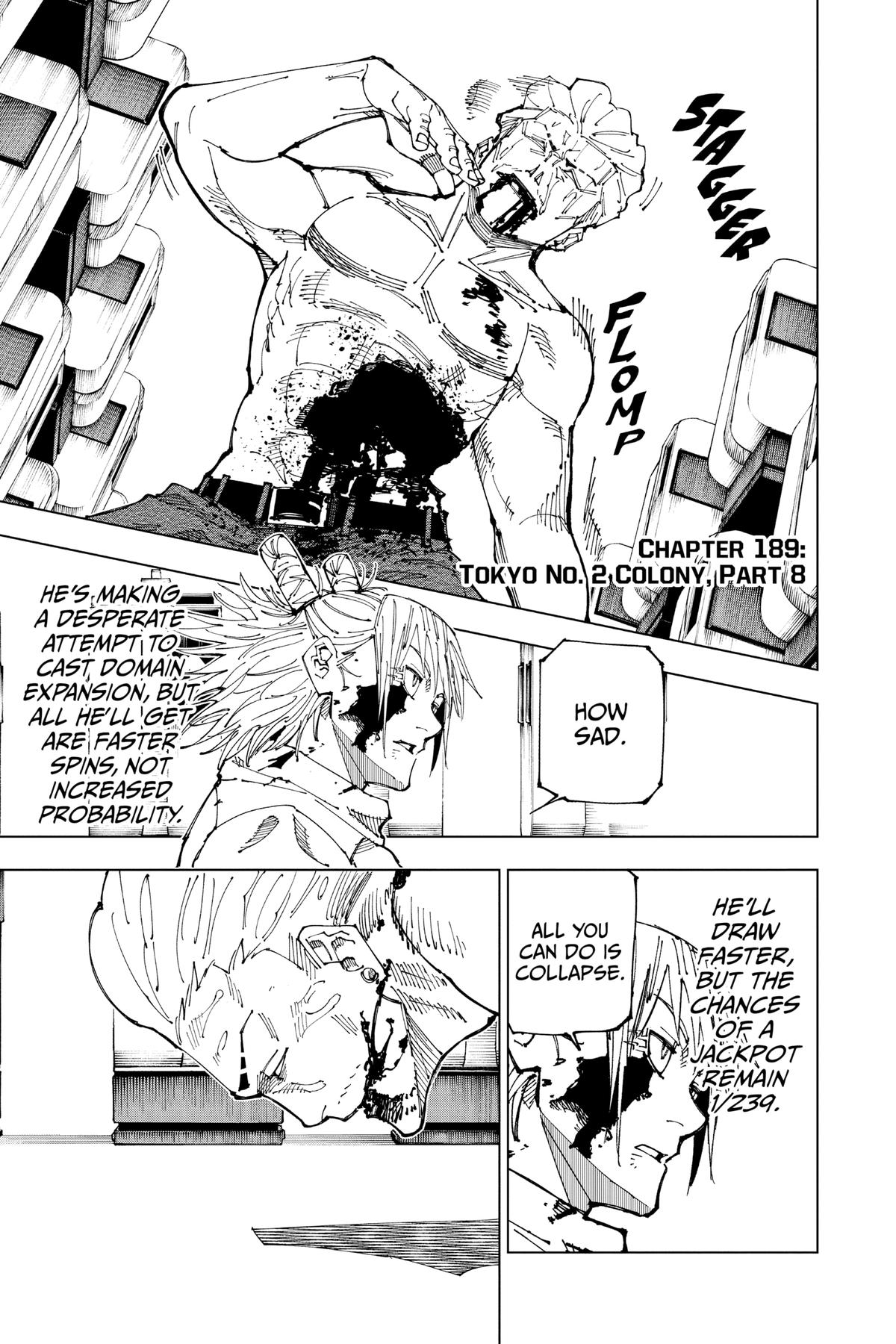 Jujutsu Kaisen Chapter 189 page 1 - Chapter 189: Tokyo No. 2 Colony, Part 8