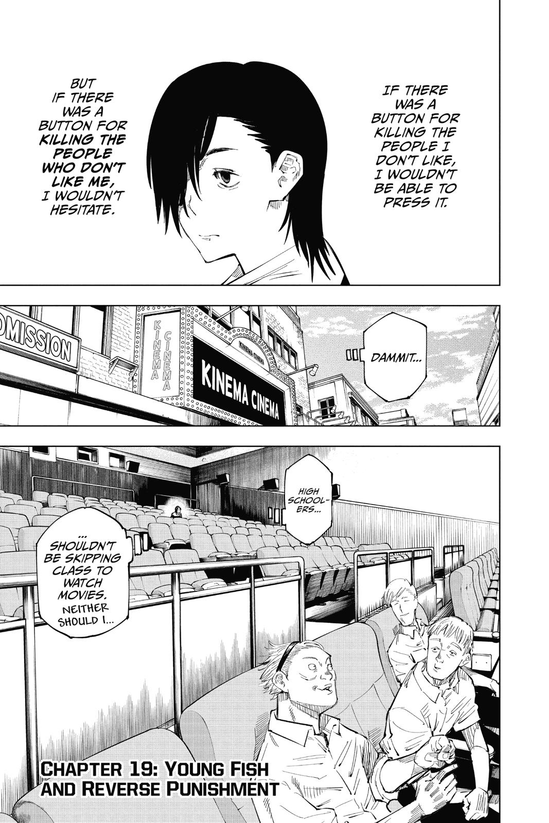 Jujutsu Kaisen Chapter 19 page 1 - Chapter 19: Young Fish and Reverse Punishment