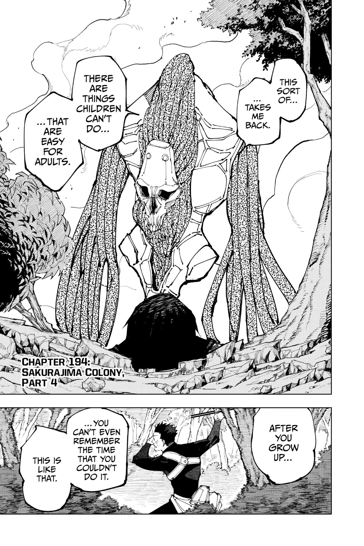 Jujutsu Kaisen Chapter 194 page 1 - Chapter 194: Sakurajima Colony, Part 4