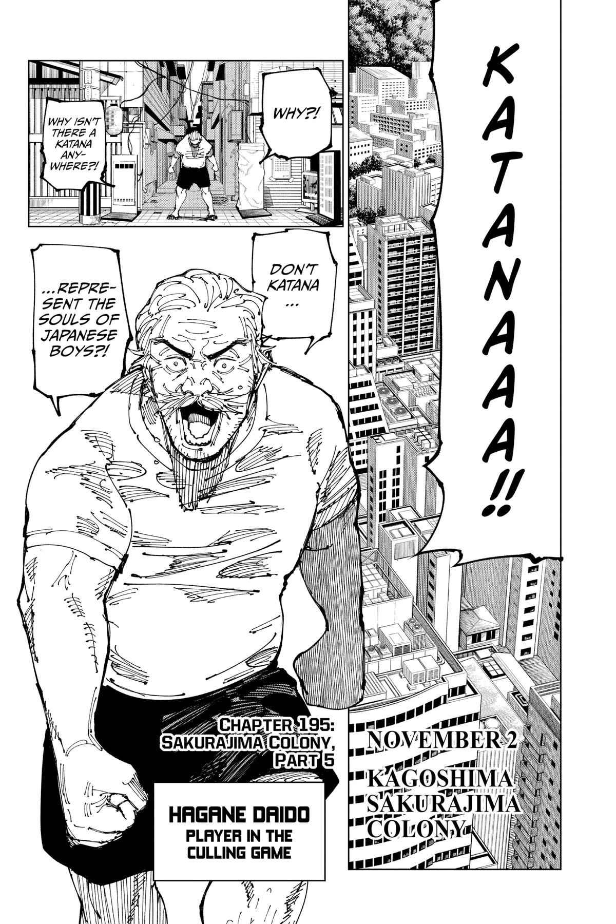 Jujutsu Kaisen Chapter 195 page 1 - Chapter 195: Sakurajima Colony, Part 5