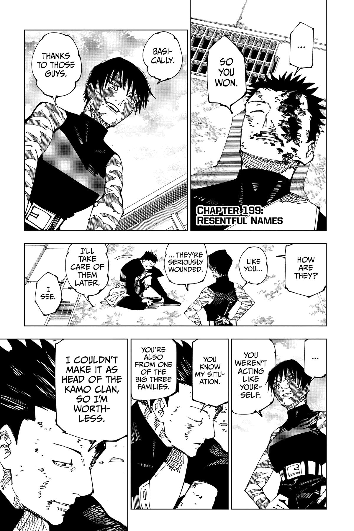 Jujutsu Kaisen Chapter 199 page 1 - Chapter 199: Resentful Names