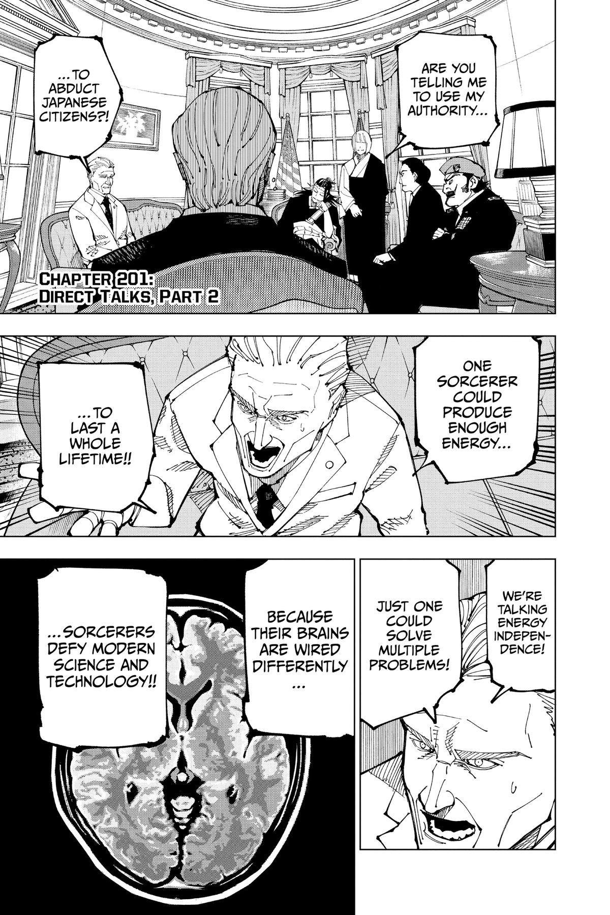 Jujutsu Kaisen Chapter 201 page 1 - Chapter 201: Direct Talks, Part 2