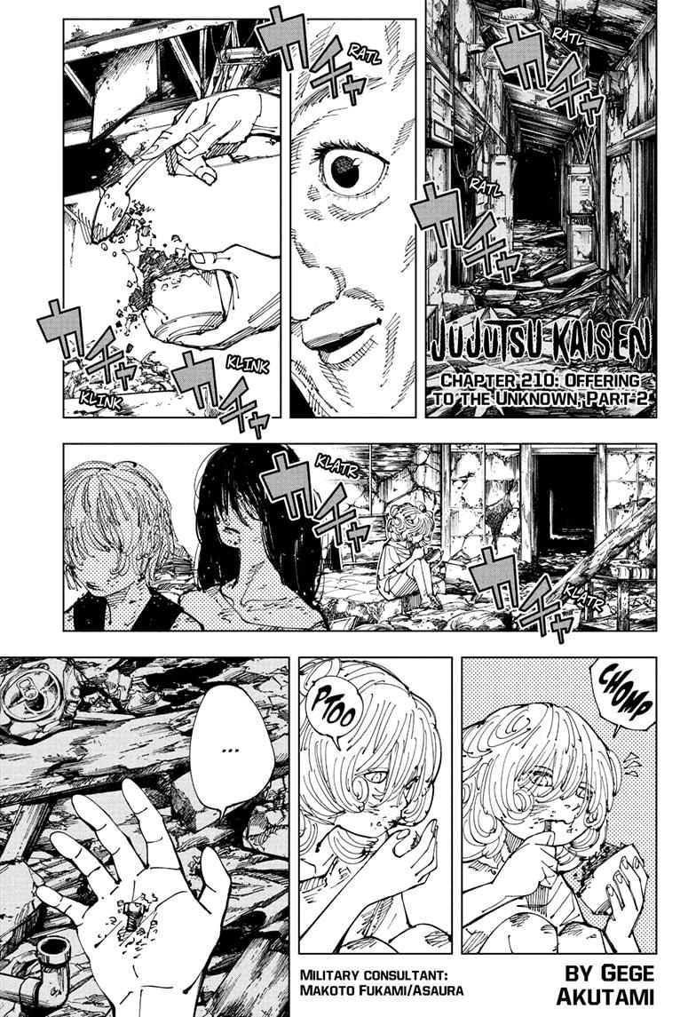 Jujutsu Kaisen Chapter 210 page 1 - Chapter 210: Offering to the Unknown, Part 2