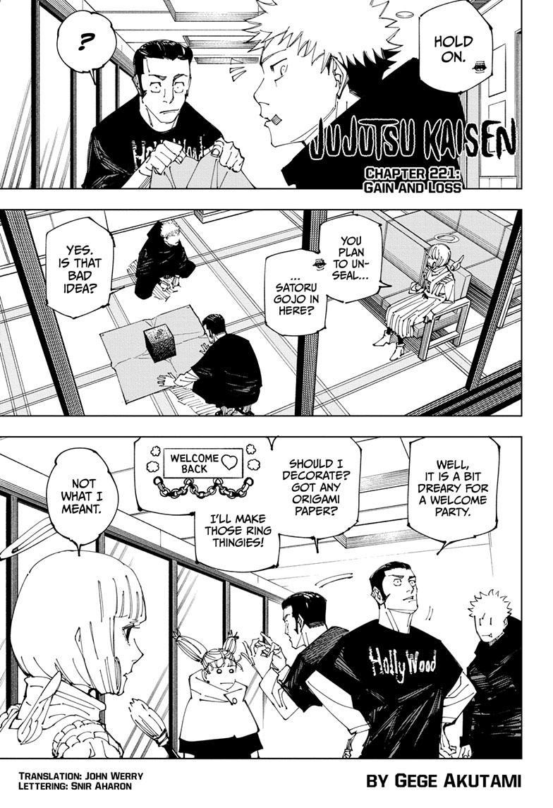 Jujutsu Kaisen Chapter 221 page 1 - Chapter 221: Gain and Loss