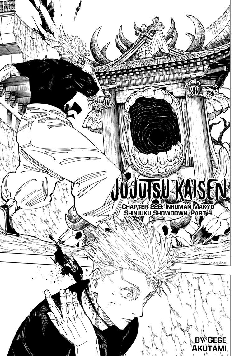 Jujutsu Kaisen Chapter 226 page 1 - Chapter 226: Inhuman Makyo Shinjuku Showdown, Part 4