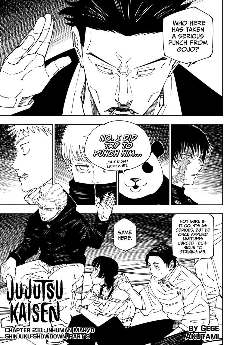 Jujutsu Kaisen Chapter 231 page 1 - Chapter 231: Inhuman Makyo Shinjuku Showdown, Part 9