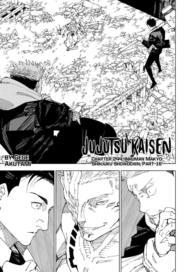 Jujutsu Kaisen Chapter 244 page 1 - Chapter 244: Inhuman Makyo Shinjuku Showdown, Part 16