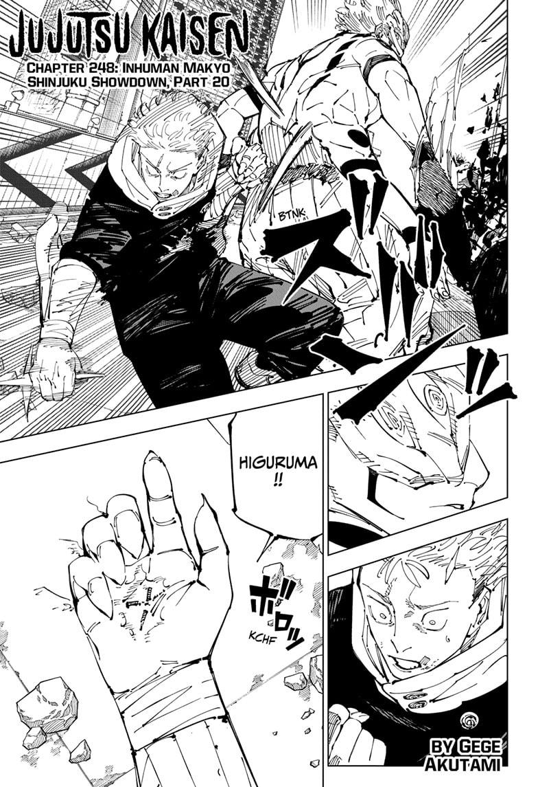 Jujutsu Kaisen Chapter 248 page 1 - Chapter 248: Inhuman Makyo Shinjuku Showdown, Part 20