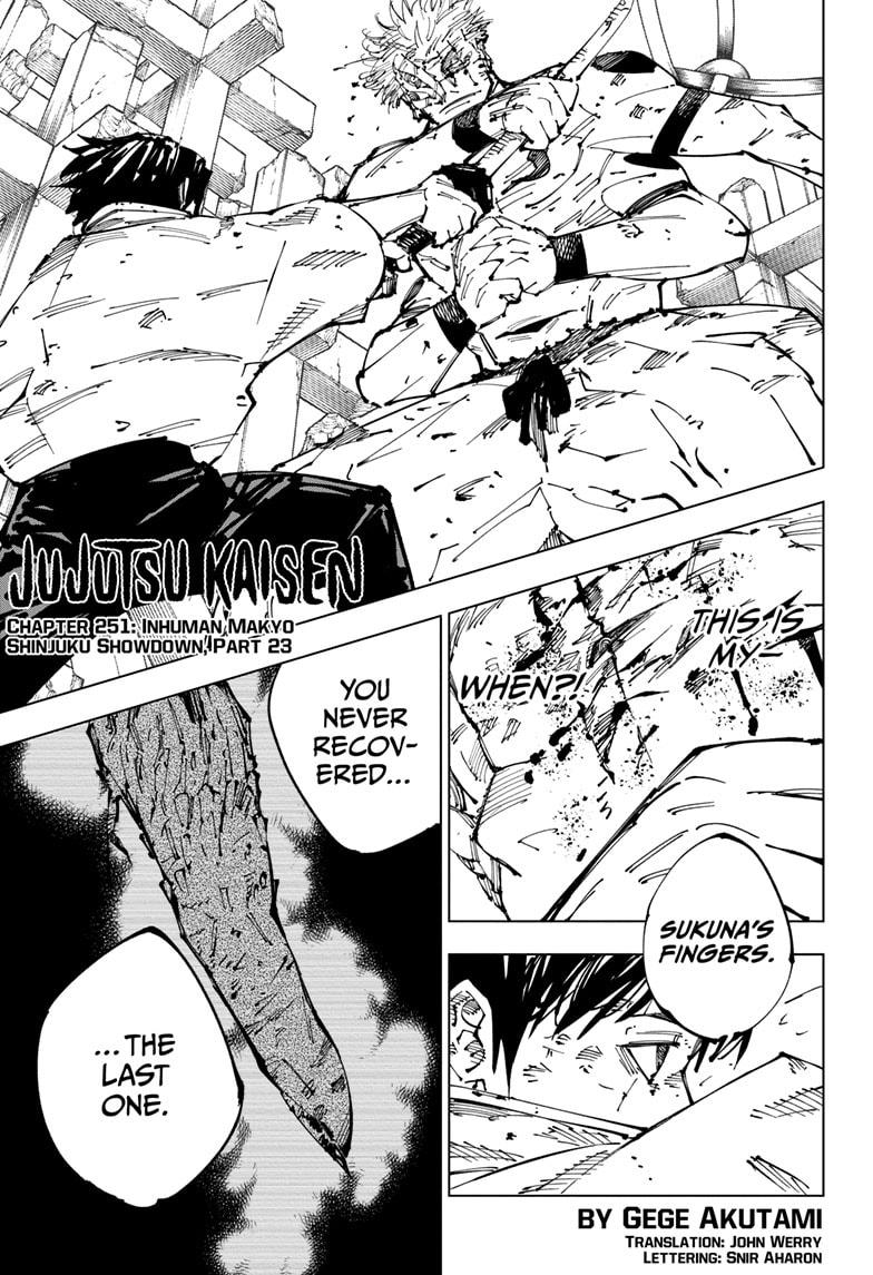 Jujutsu Kaisen Chapter 251 page 1 - Chapter 251: Inhuman Makyo Shinjuku Showdown, Part 23