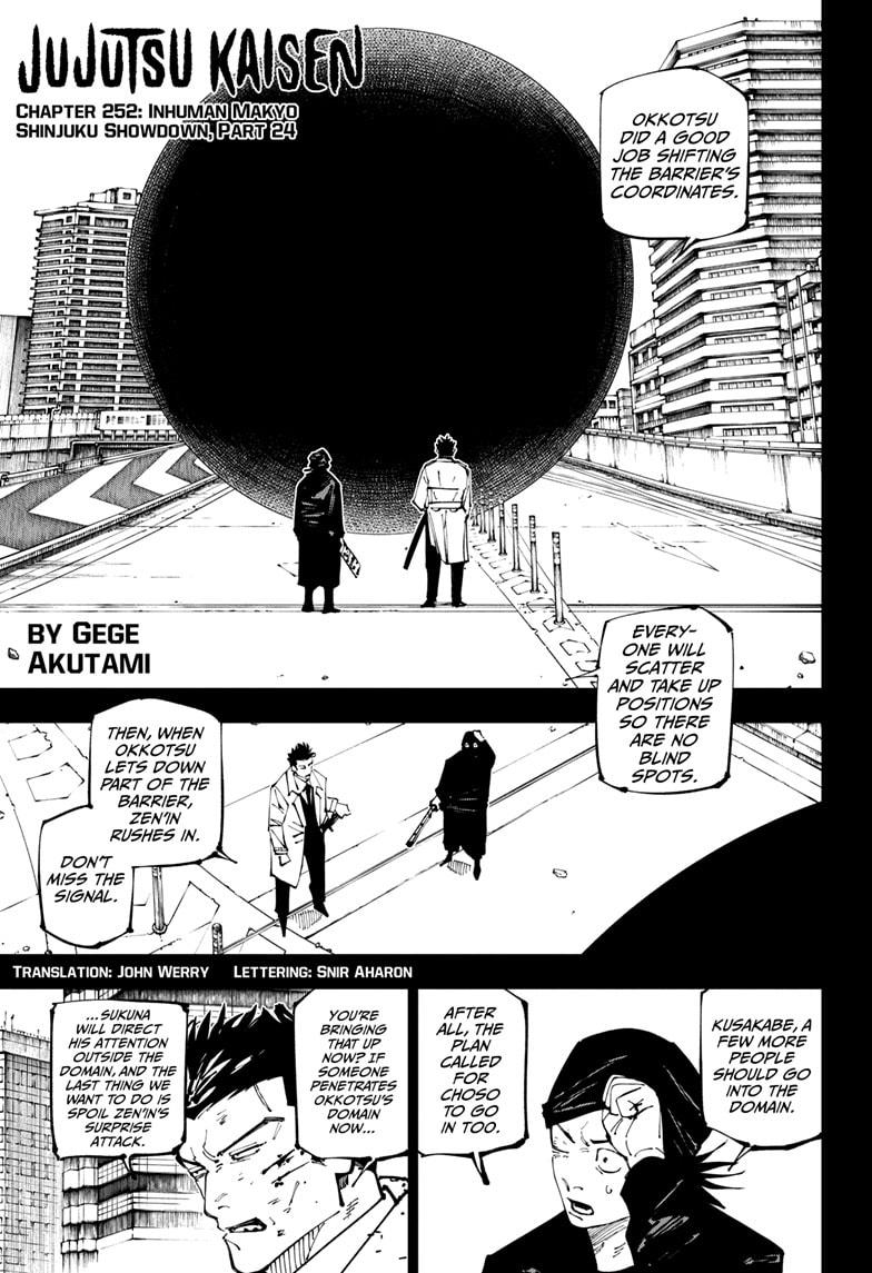 Jujutsu Kaisen Chapter 252 page 1 - Chapter 252: Inhuman Makyo Shinjuku Showdown, Part 24