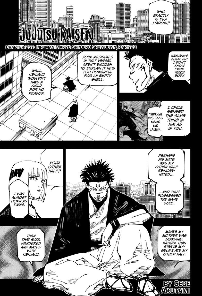 Jujutsu Kaisen Chapter 257 page 1 - Chapter 257: Inhuman Makyo Shinjuku Showdown, Part 29