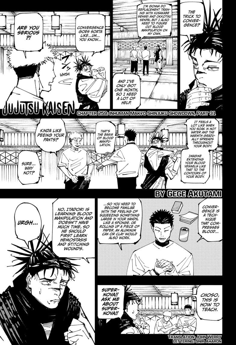 Jujutsu Kaisen Chapter 259 page 1 - Chapter 259: Inhuman Makyo Shinjuku Showdown, Part 31