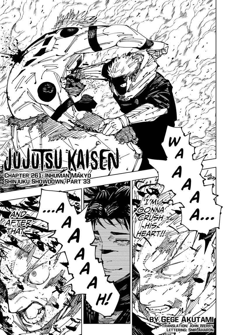 Jujutsu Kaisen Chapter 261 page 1 - Chapter 261: Inhuman Makyo Shinjuku Showdown, Part 33