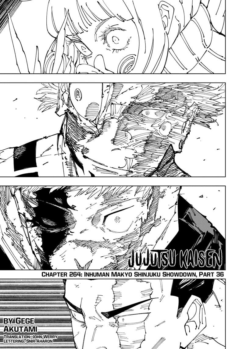 Jujutsu Kaisen Chapter 264 page 1 - Chapter 264: Inhuman Makyo Shinjuku Showdown, Part 36