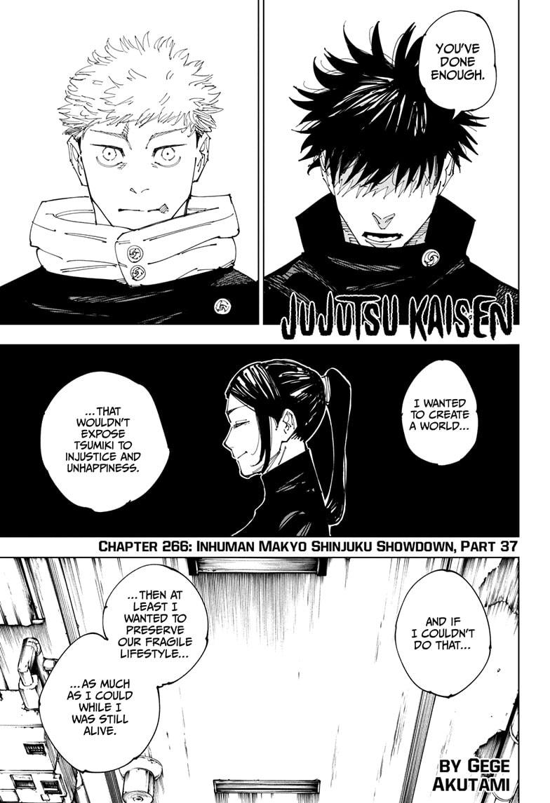 Jujutsu Kaisen Chapter 266 page 1 - Chapter 266: Inhuman Makyo Shinjuku Showdown, Part 37