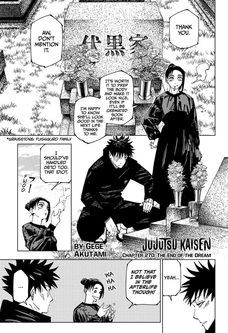 Jujutsu Kaisen Chapter 270 page 1 - Chapter 270: The End of the Dream