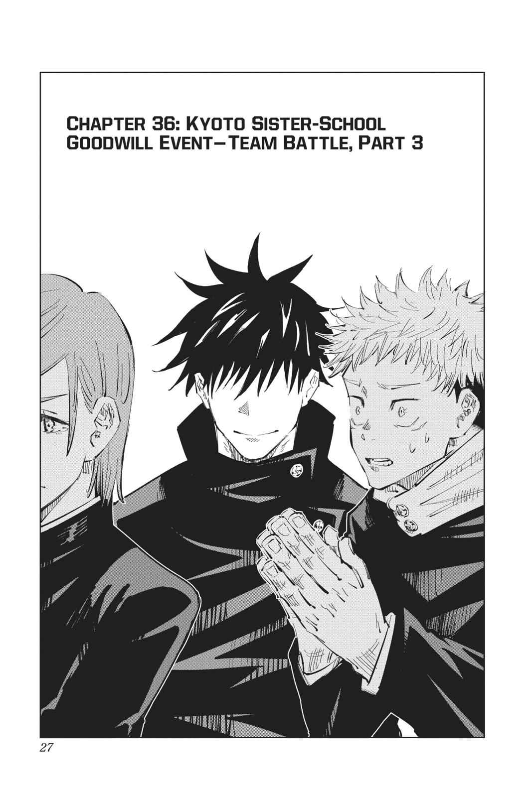 Jujutsu Kaisen Chapter 36 page 1 - Chapter 36: Kyoto Sister School Goodwill Event - Team Battle, Part 3