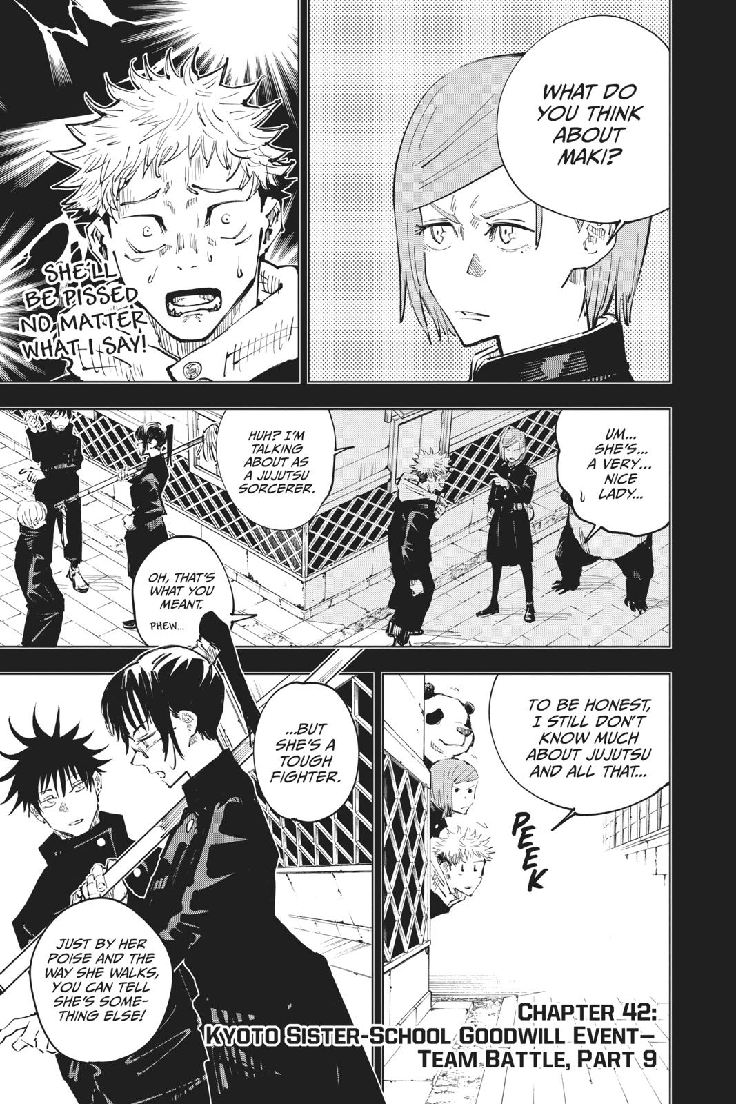 Jujutsu Kaisen Chapter 42 page 1 - Chapter 42: Kyoto Sister School Goodwill Event - Team Battle, Part 9