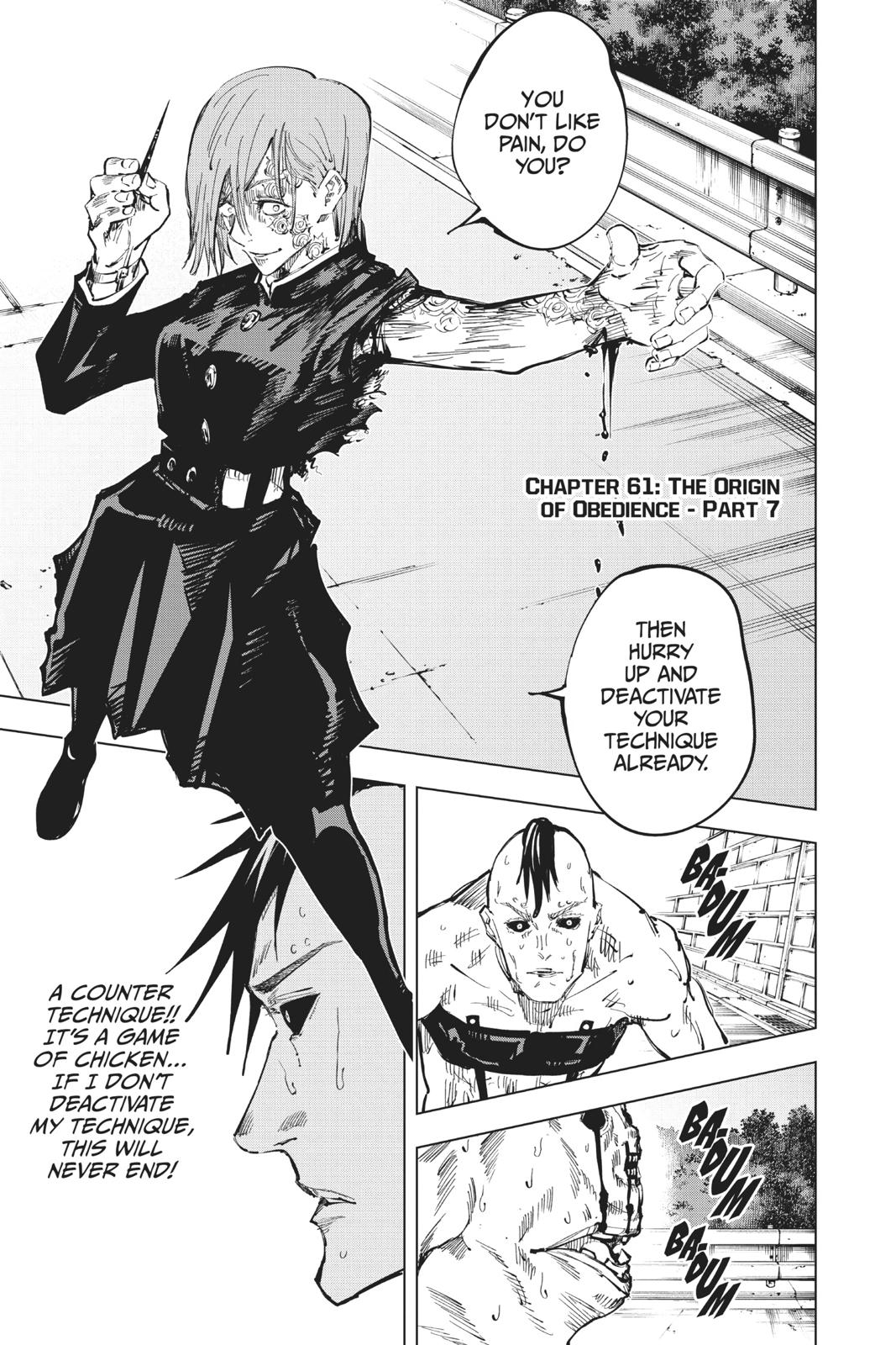 Jujutsu Kaisen Chapter 61 page 1 - Chapter 61: The Origin of Obedience, Part 7