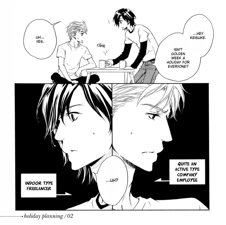 Junjou Chapter 15.7 page 4 - Holiday Planning (Junjou Drama CD 1 Booklet)