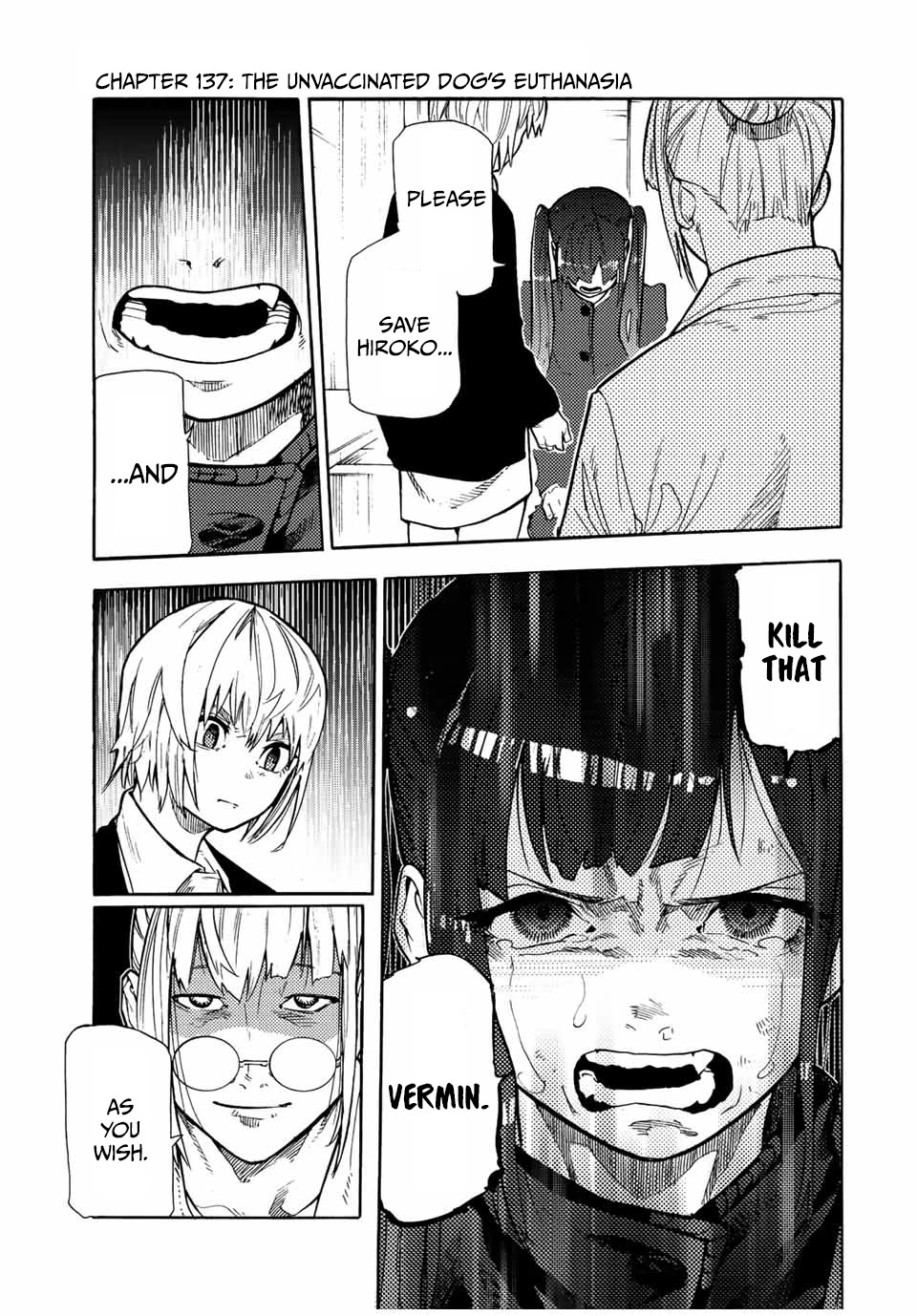 Juujika no Rokunin Chapter 137 page 1 - Chapter 137: The Unvaccinated Dog's Euthanasia