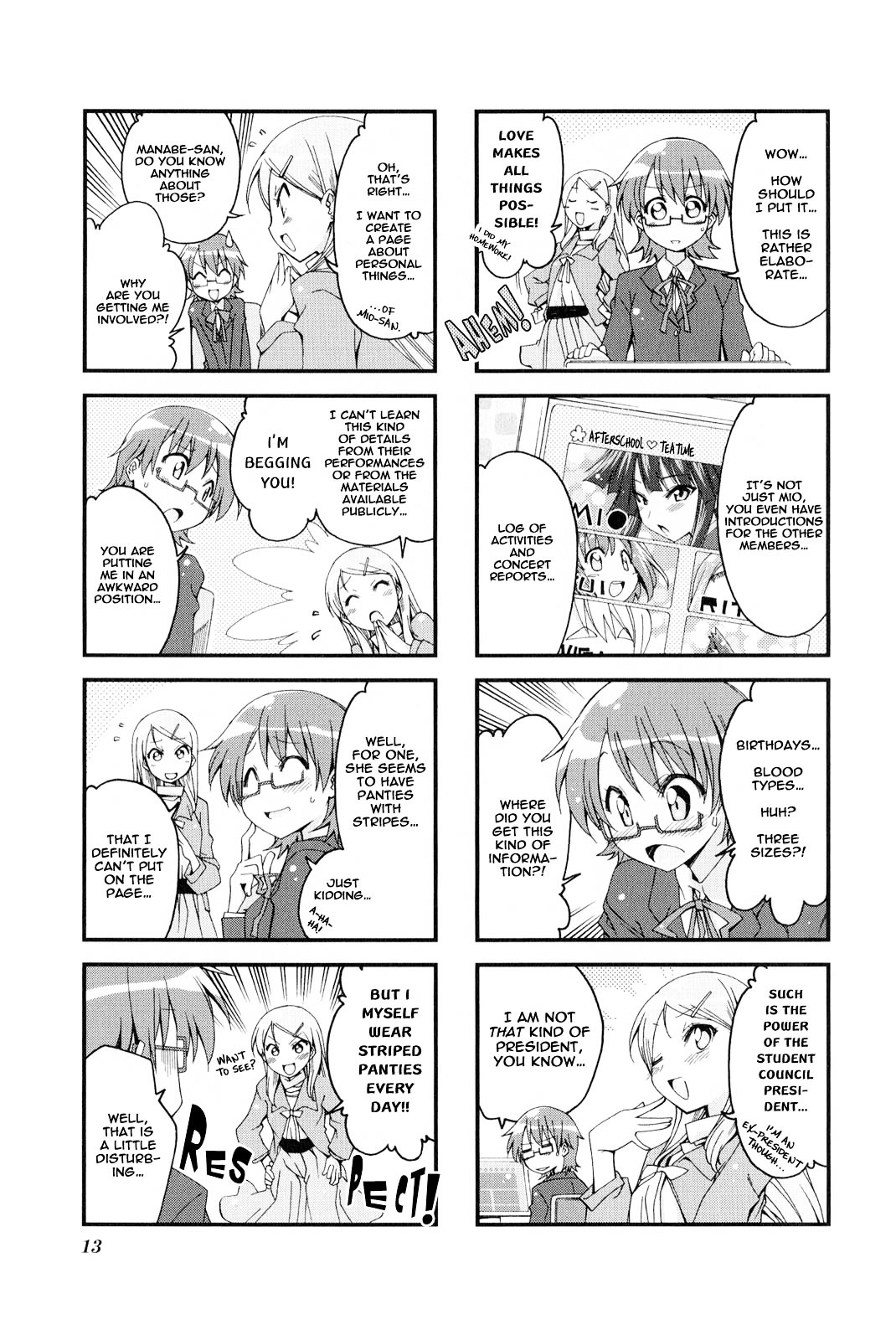K-ON! Anthology Comic Chapter 2.1 page 15 - Vol.2 Chapter 1 : Shinkyuu! Seitokaichouzu (Former and Newly Elected! Student Council ...