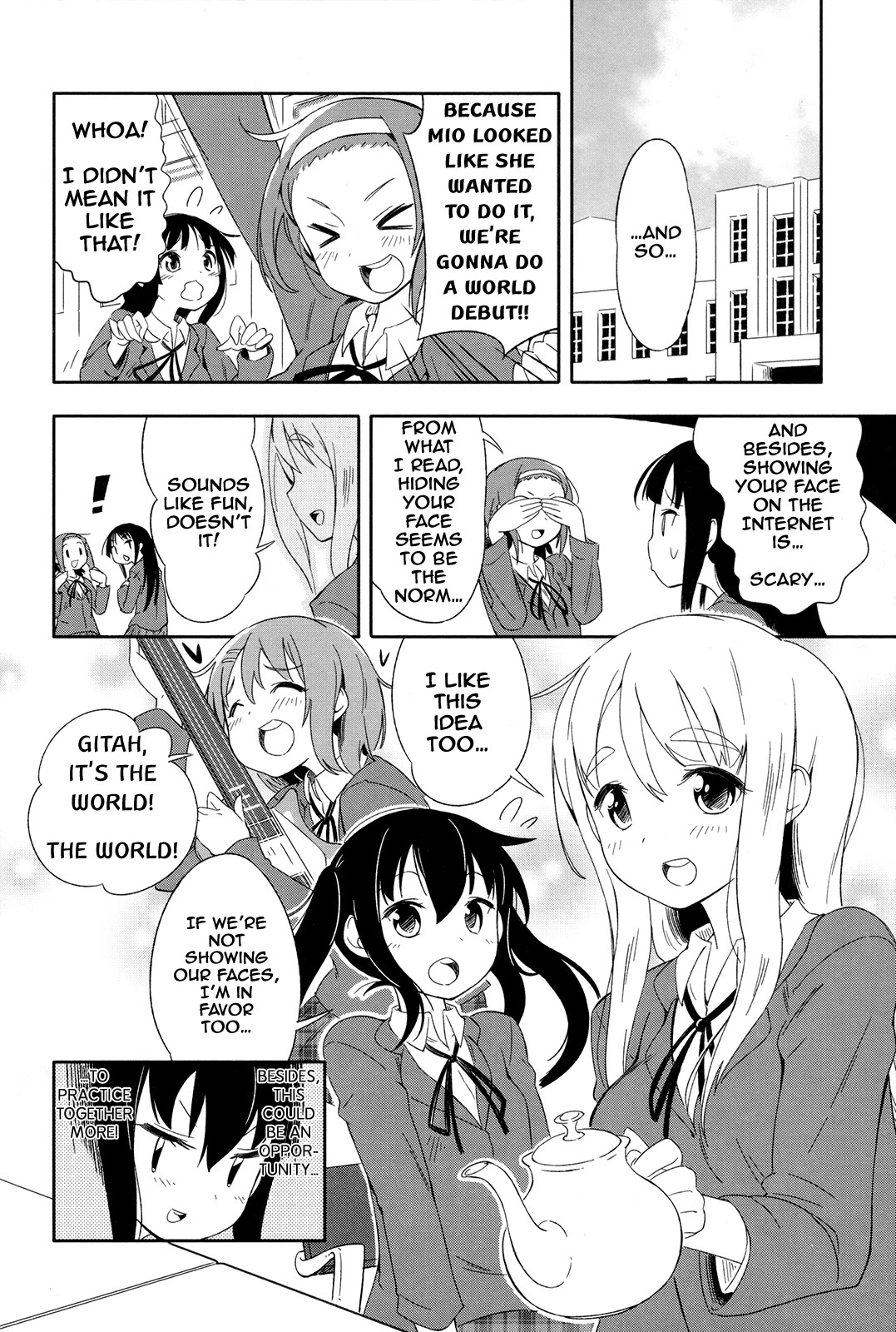 K-ON! Story Anthology Comic Chapter 39 page 2 - Chapter 39: Mio-chan Goes Global! (by Makurabe Shoma)