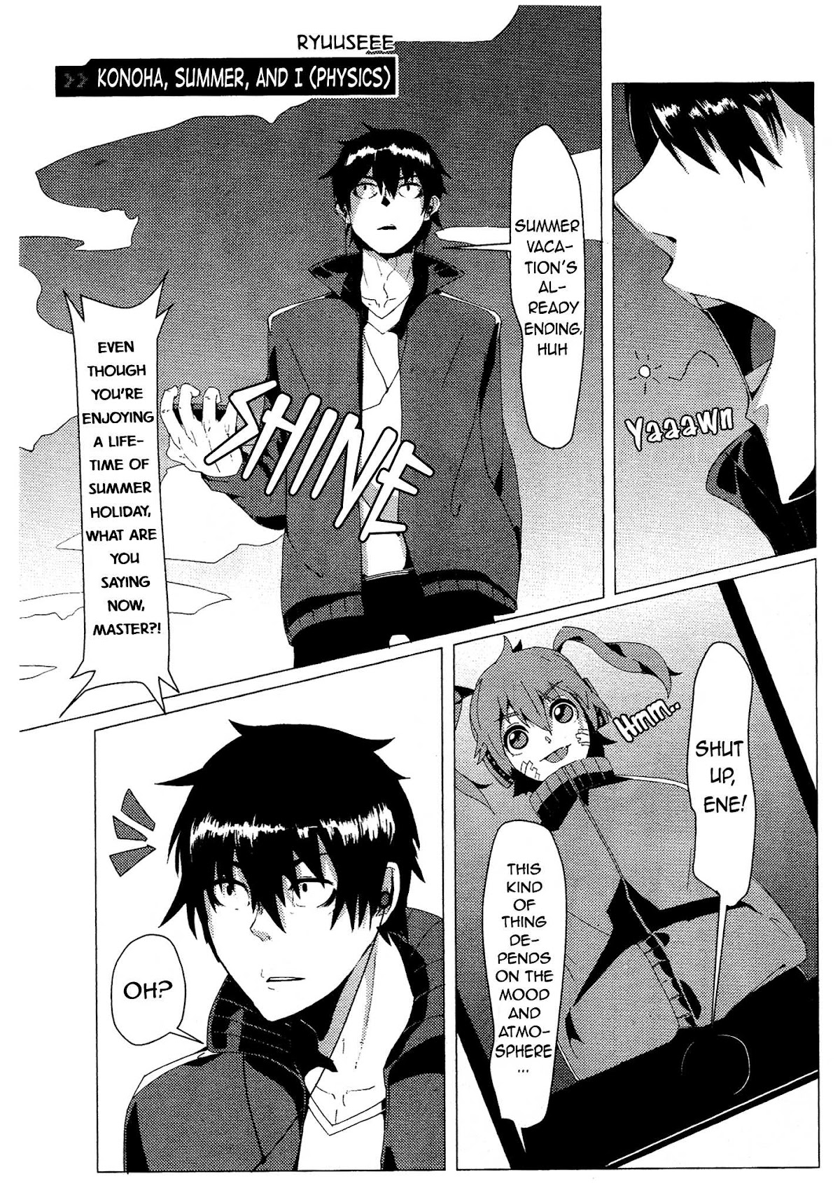 Kagerou Daze Official Anthology Comic -SUMMER- Chapter 12.2 page 1 - Chapter 12 v2 : Konoha, Summer, and I (Physics) by Ryuuseee