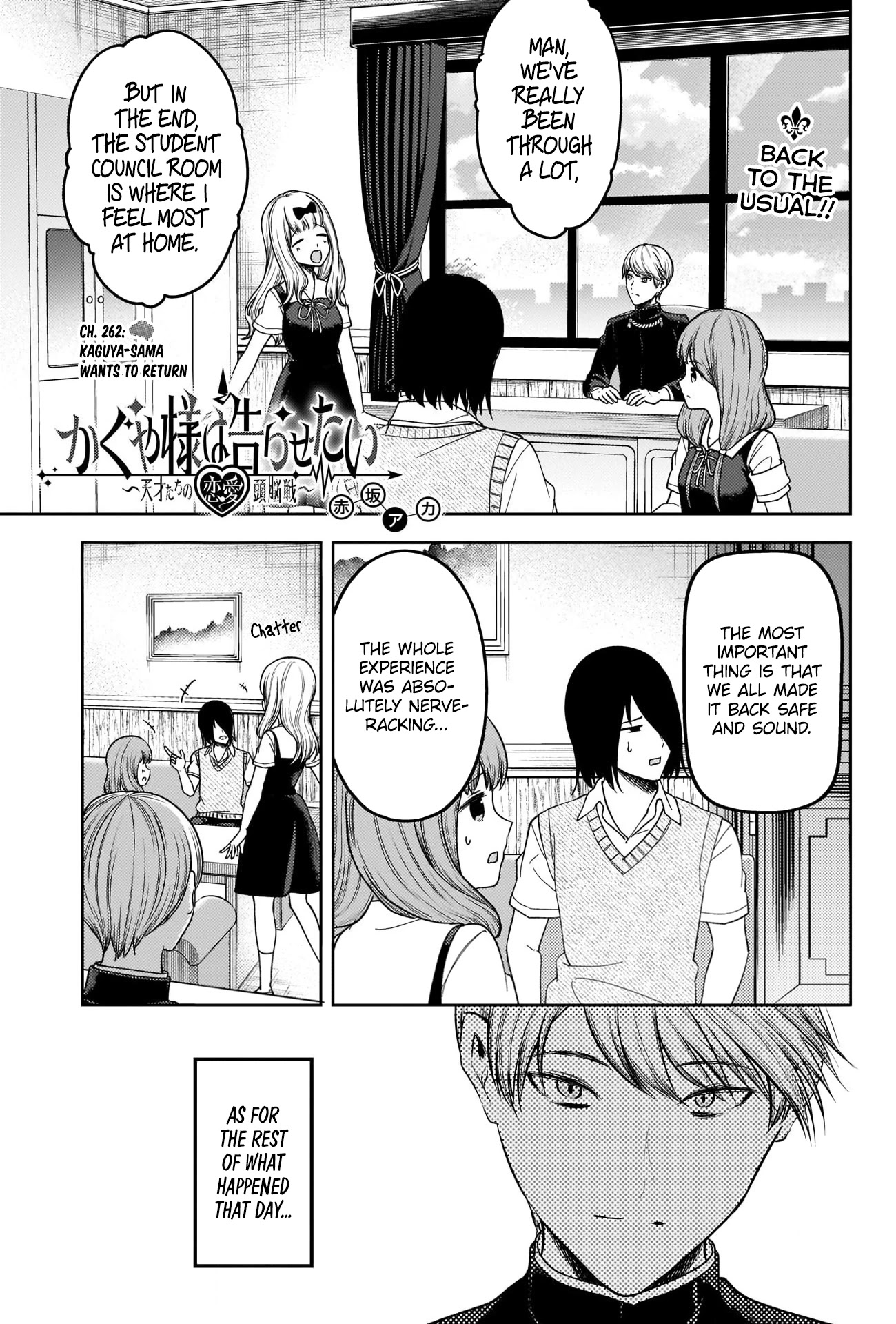 Kaguya-sama wa Kokurasetai - Tensai-tachi no Renai Zunousen Chapter 262 page 1 - Chapter 262