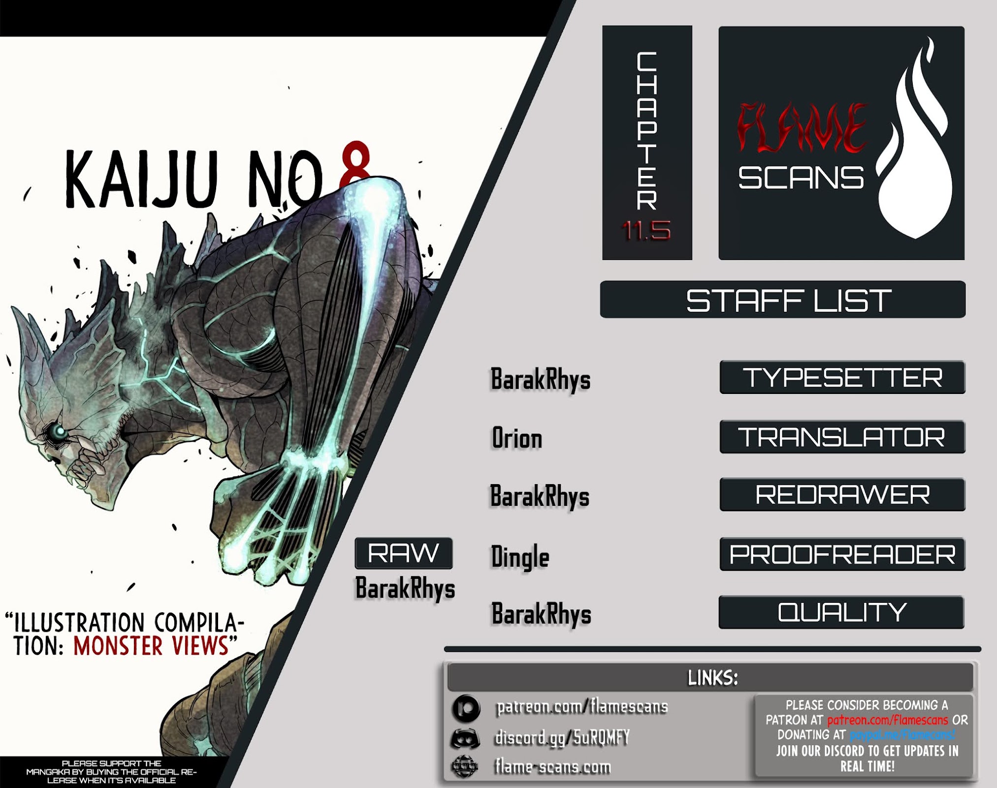 Kaiju No. 8 Chapter 11.5 page 1 - Chapter 11.5: Illustration Compilation: [Monster Views]
