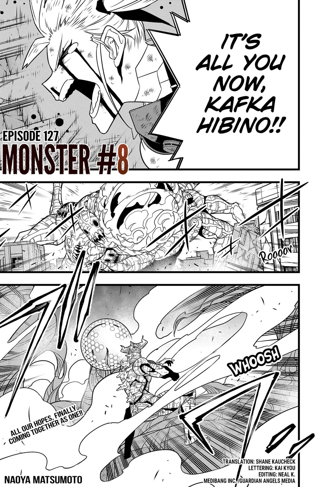 Kaiju No. 8 Chapter 127 page 1 - Chapter 127: All our hopes, finally coming together as one!!