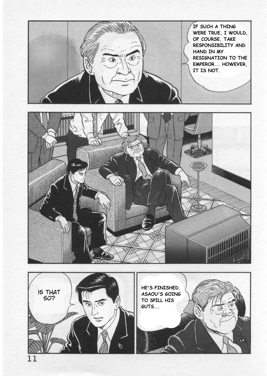 Kaji Ryuusuke no Gi Chapter 35 page 13 - Chapter 35: Prime Minister's Press Conference