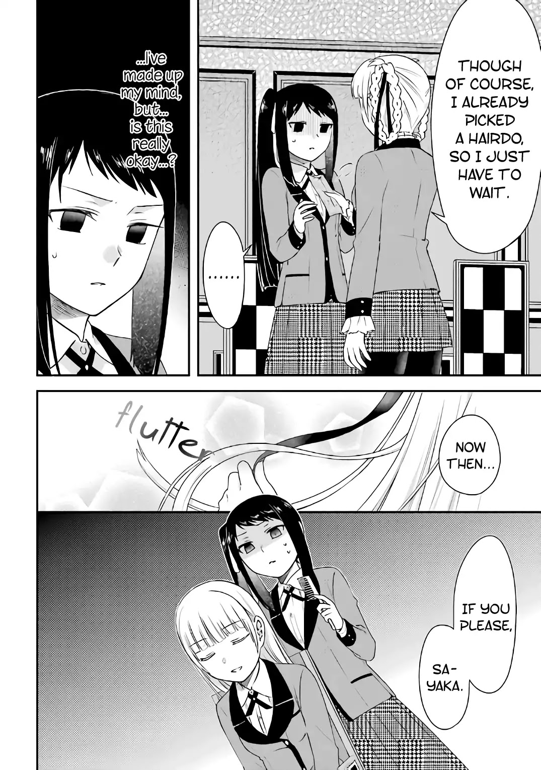 Kakegurui - Yorozu: Official Comic Anthology Chapter 16 page 8 - Chapter 16: Kirari and Sayaka's Heart Thumping Hair Catalog (Asuka Takana)