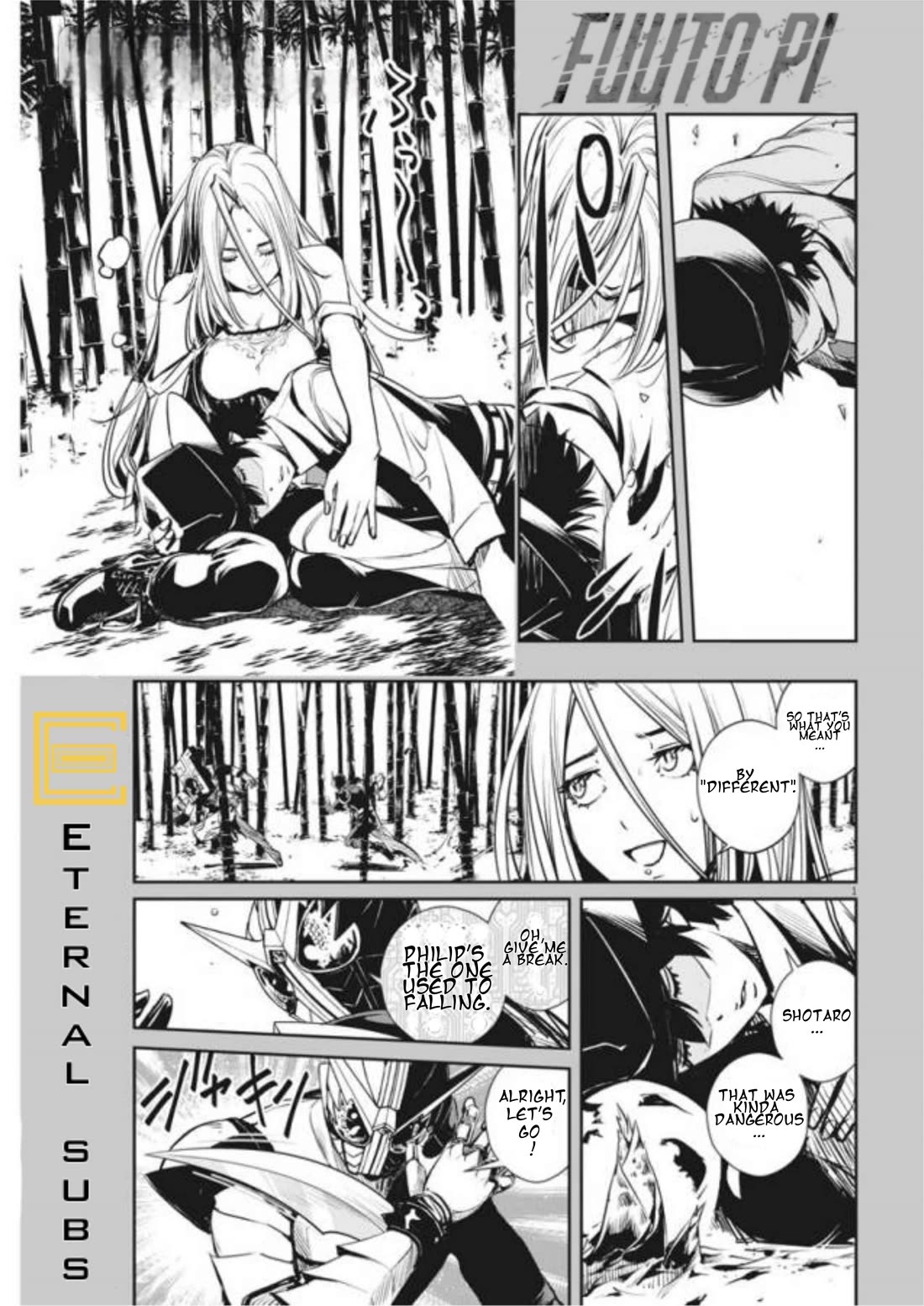 Kamen Rider W: Fuuto Tantei Chapter 32 page 1 - Chapter 32: p is a Devil, Part 5/Identity of The Spectator