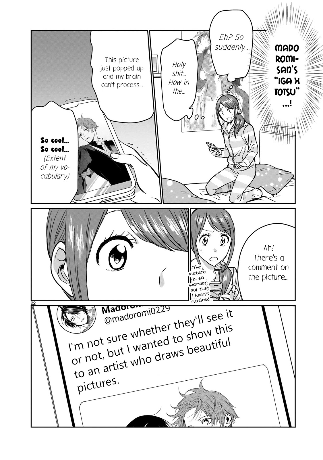 Kami eshi JK to OL fujoshi Chapter 13 page 22 - Chapter 13: Godly artists are... Too amazing...