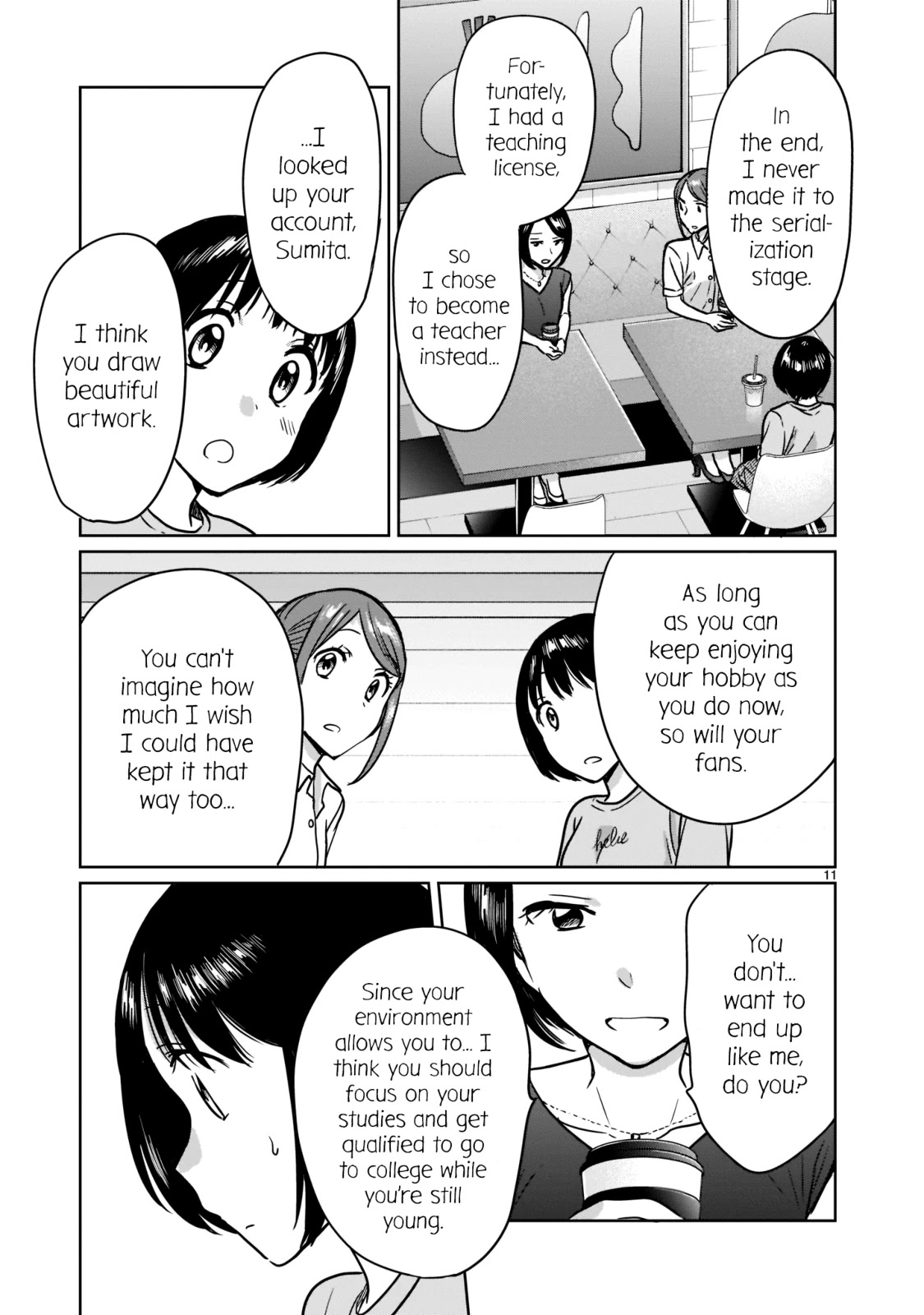 Kami eshi JK to OL fujoshi Chapter 22 page 11 - Chapter 22: To think that... I could see your drawings again...