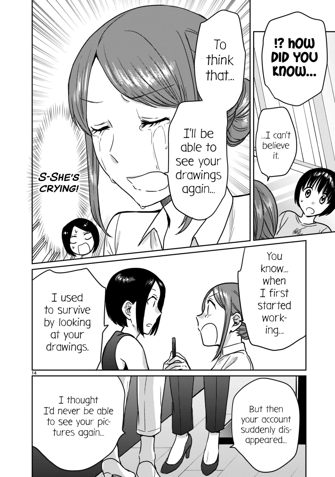 Kami eshi JK to OL fujoshi Chapter 22 page 14 - Chapter 22: To think that... I could see your drawings again...