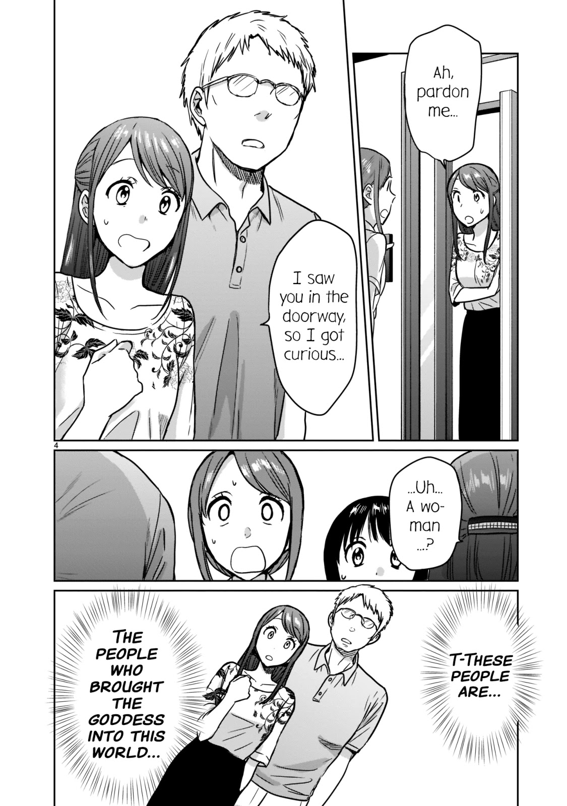 Kami eshi JK to OL fujoshi Chapter 23 page 4 - Chapter 23: T-These are the people who brought the goddess into this world