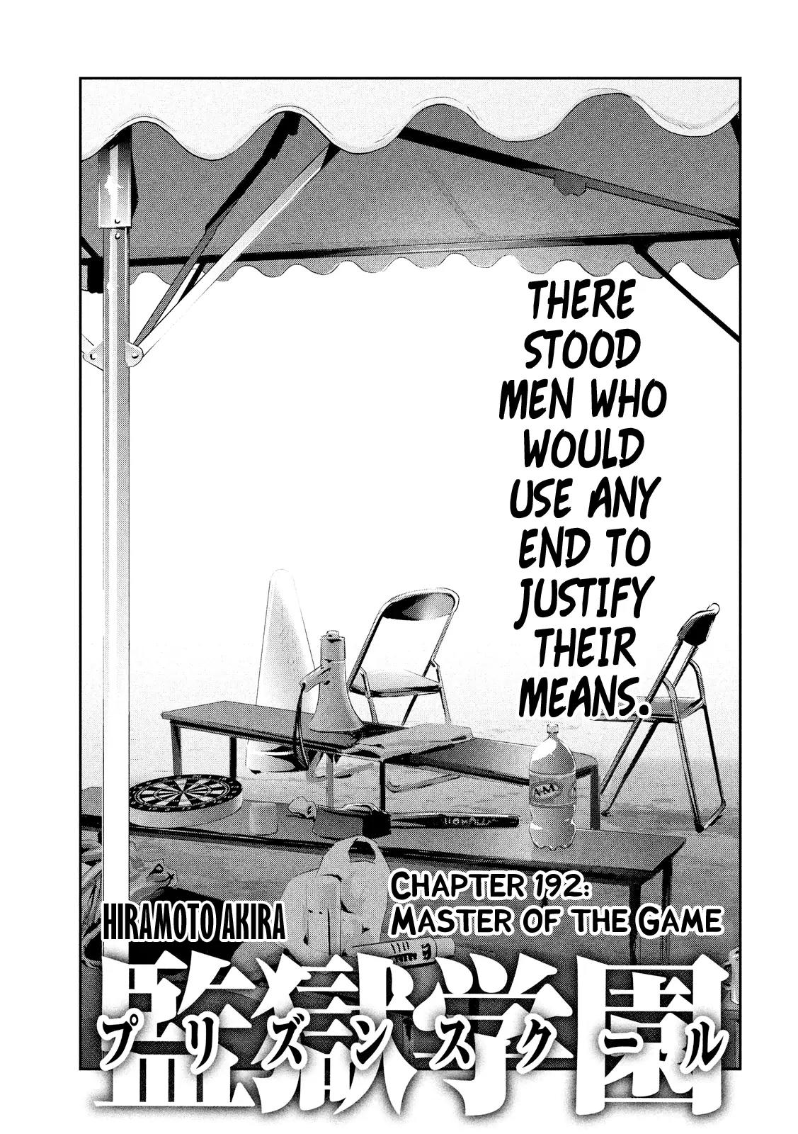 Kangoku Gakuen Chapter 192 page 2 - Chapter 192: Master of the Game