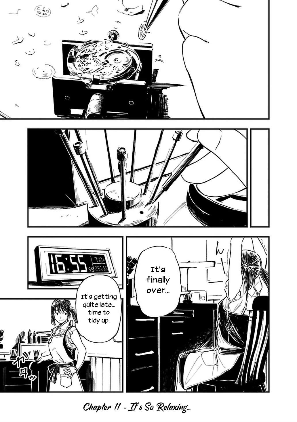 Kanmuri-san's Watch Workshop Chapter 11 page 1 - Chapter 11: It's So Relaxing...