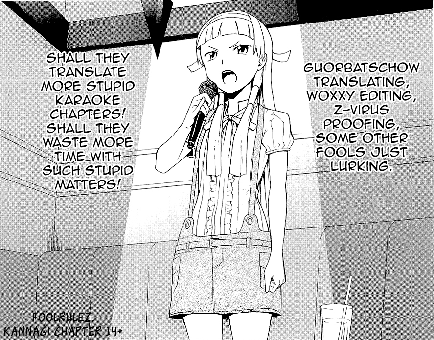 Kannagi Chapter 14.5 page 14 - Chapter 14.5: :Interlude -Karaoke Warrior Takako