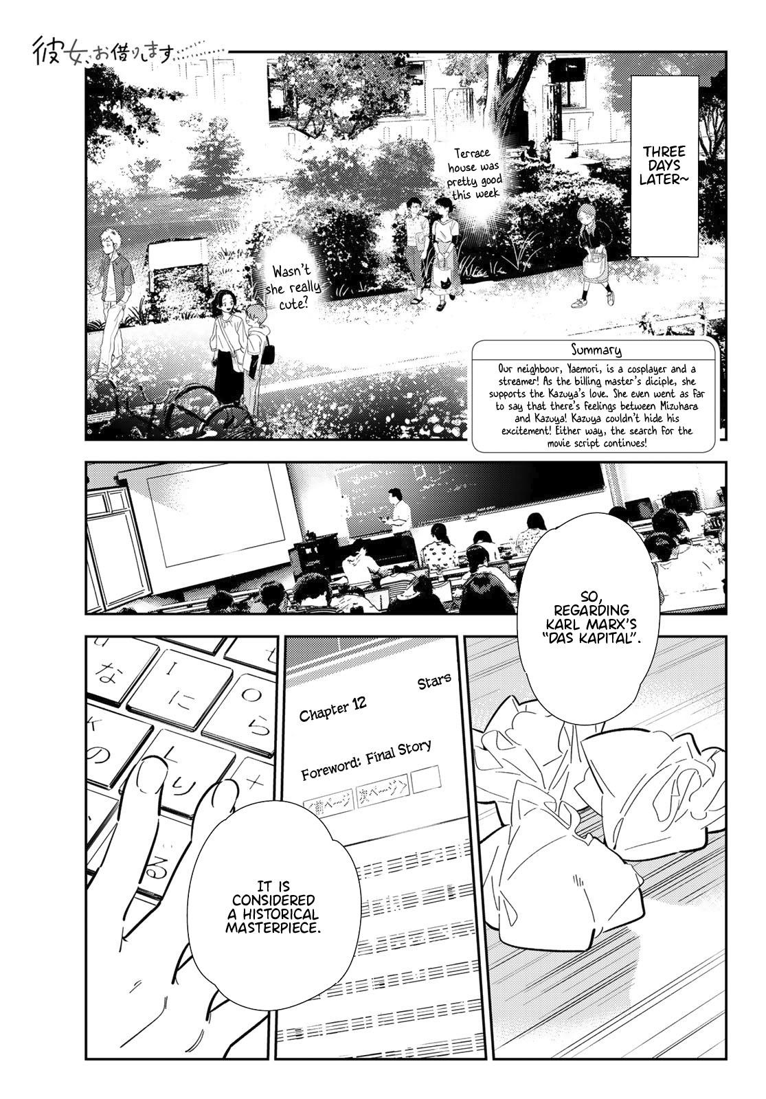 Kanojo, Okarishimasu Chapter 116 page 1 - Chapter 116: The Girlfriend, and the Script