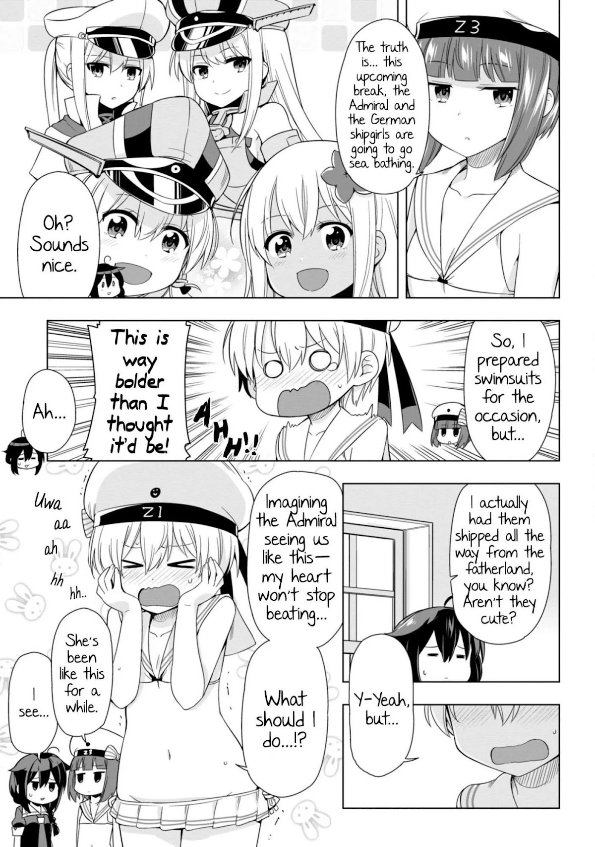 Kantai Collection -KanColle- Dengeki Comic Anthology: Sasebo Chinjufu-hen Chapter 14.6 page 5 - Vol.14 Chapter 6: When the Zerstörers Changed into Swimsuits