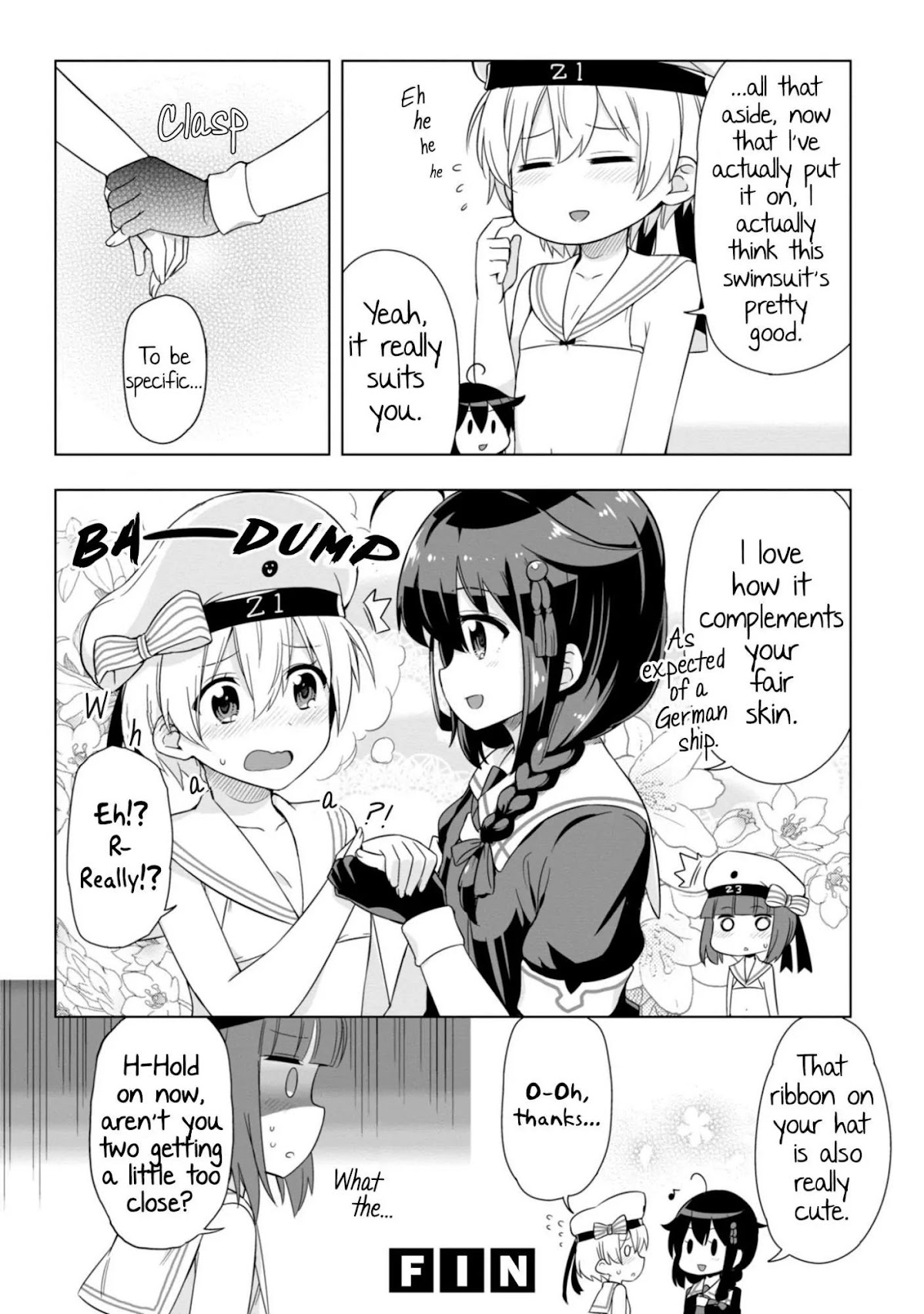 Kantai Collection -KanColle- Dengeki Comic Anthology: Sasebo Chinjufu-hen Chapter 14.6 page 8 - Vol.14 Chapter 6: When the Zerstörers Changed into Swimsuits