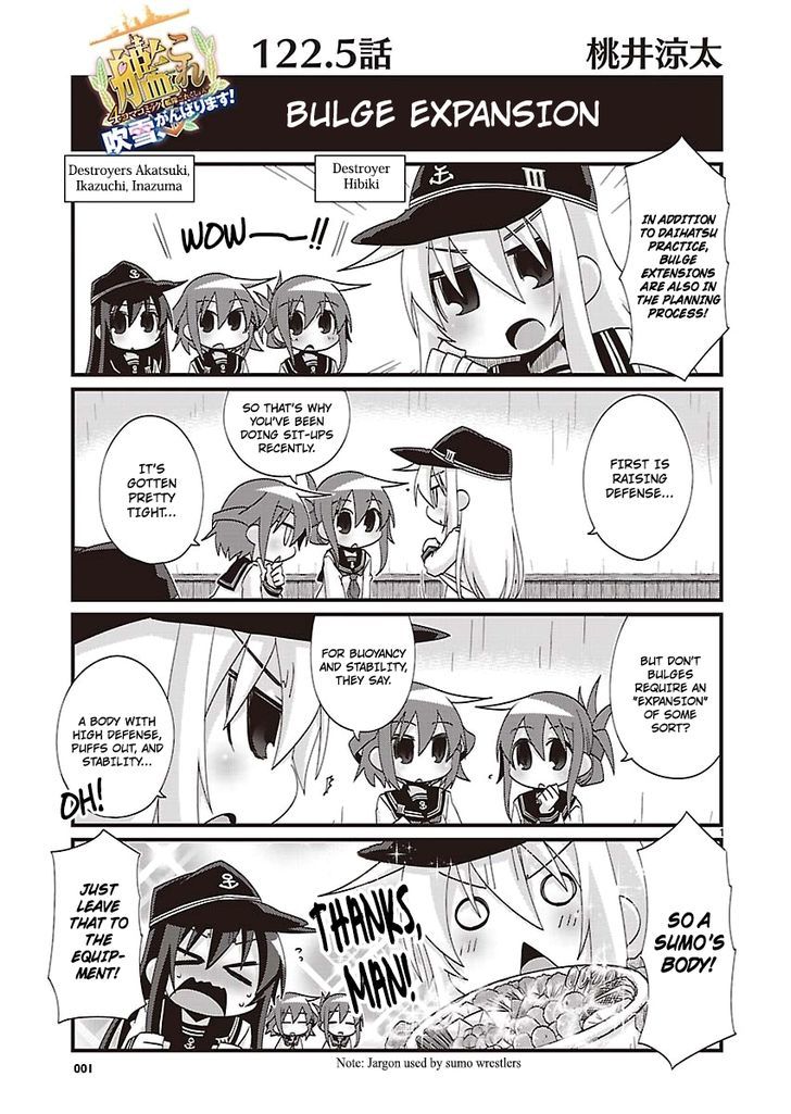 Kantai Collection - Kankore - 4-koma Comic - Fubuki, Ganbarimasu! Chapter 122.5 page 1 - Chapter 122.5